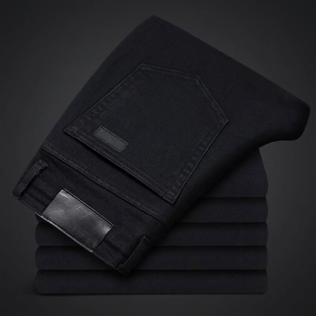 Men's Soft Stretch Black Biker Jeans