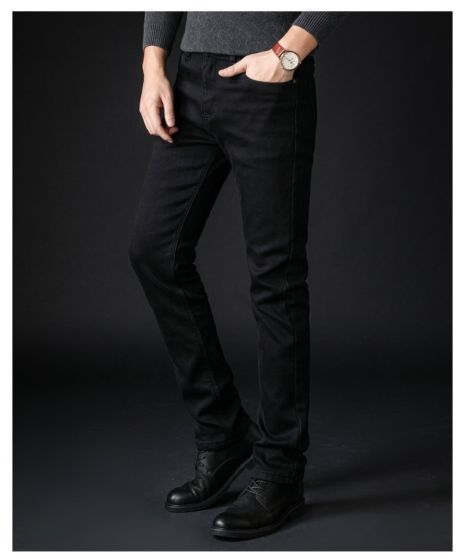 Men's Soft Stretch Black Biker Jeans