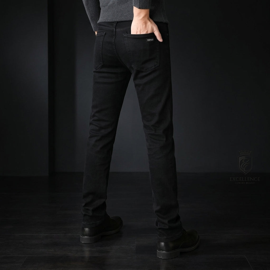 Men's Soft Stretch Black Biker Jeans