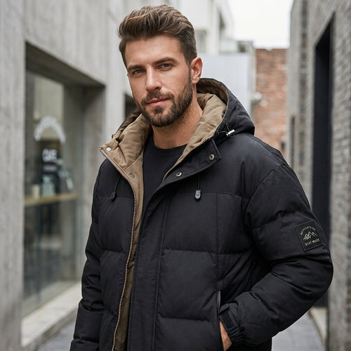 Men's Heavyweight Windproof Hooded Parka