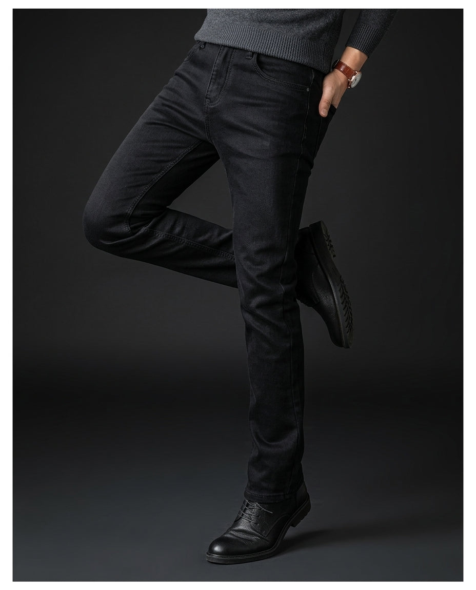 Men's Soft Stretch Black Biker Jeans