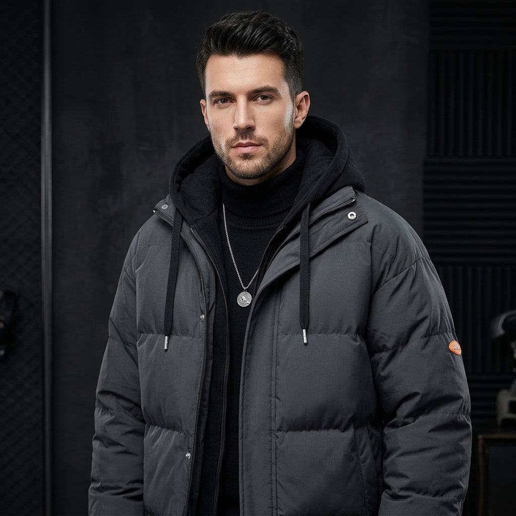 Parka imbottito pesante con cappuccio a strati