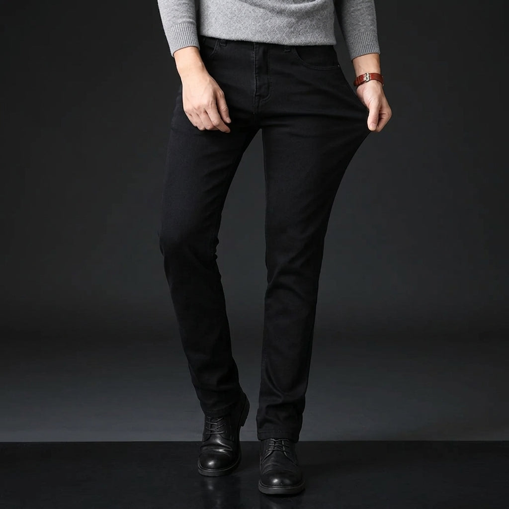 Men's Soft Stretch Black Biker Jeans
