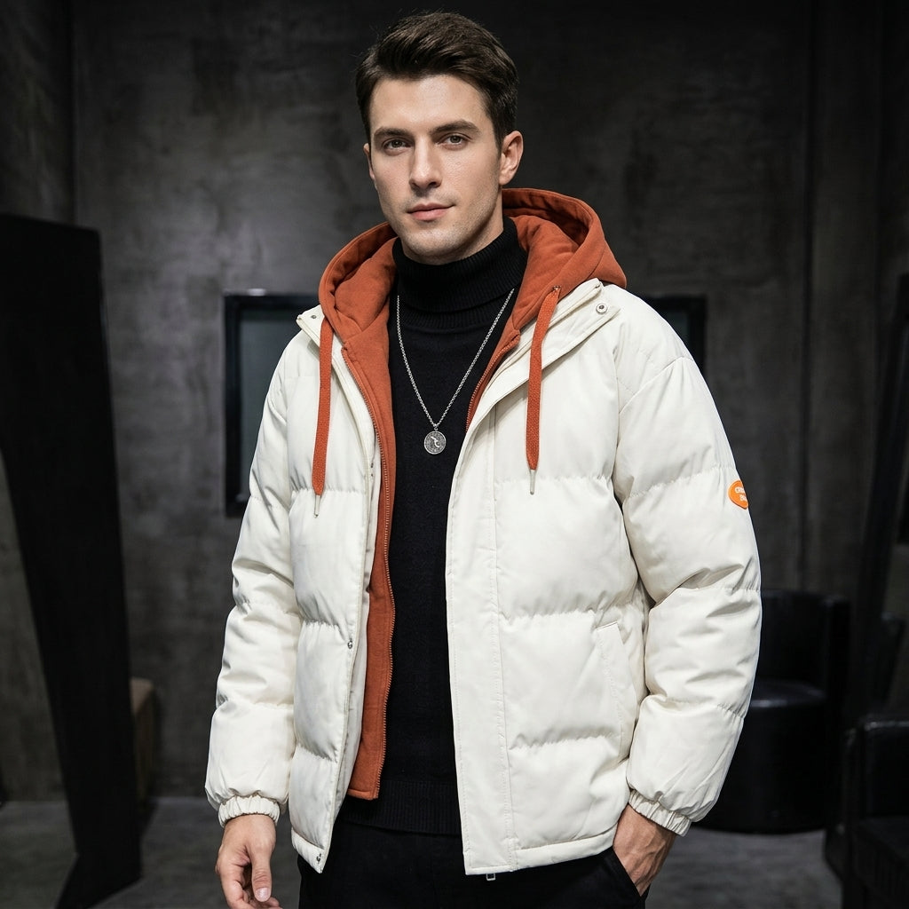 Parka imbottito pesante con cappuccio a strati