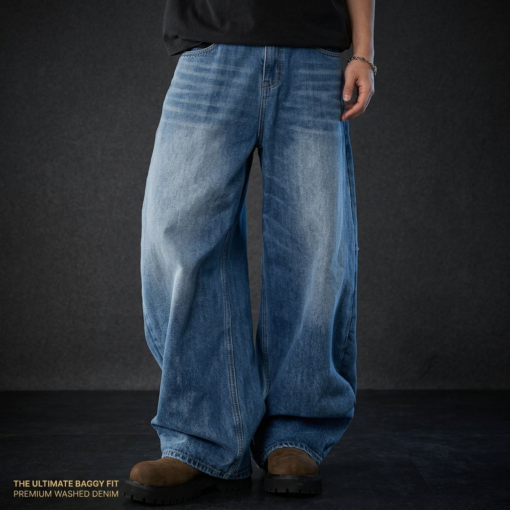 Men's Heavyweight Baggy Wide-Leg Jeans