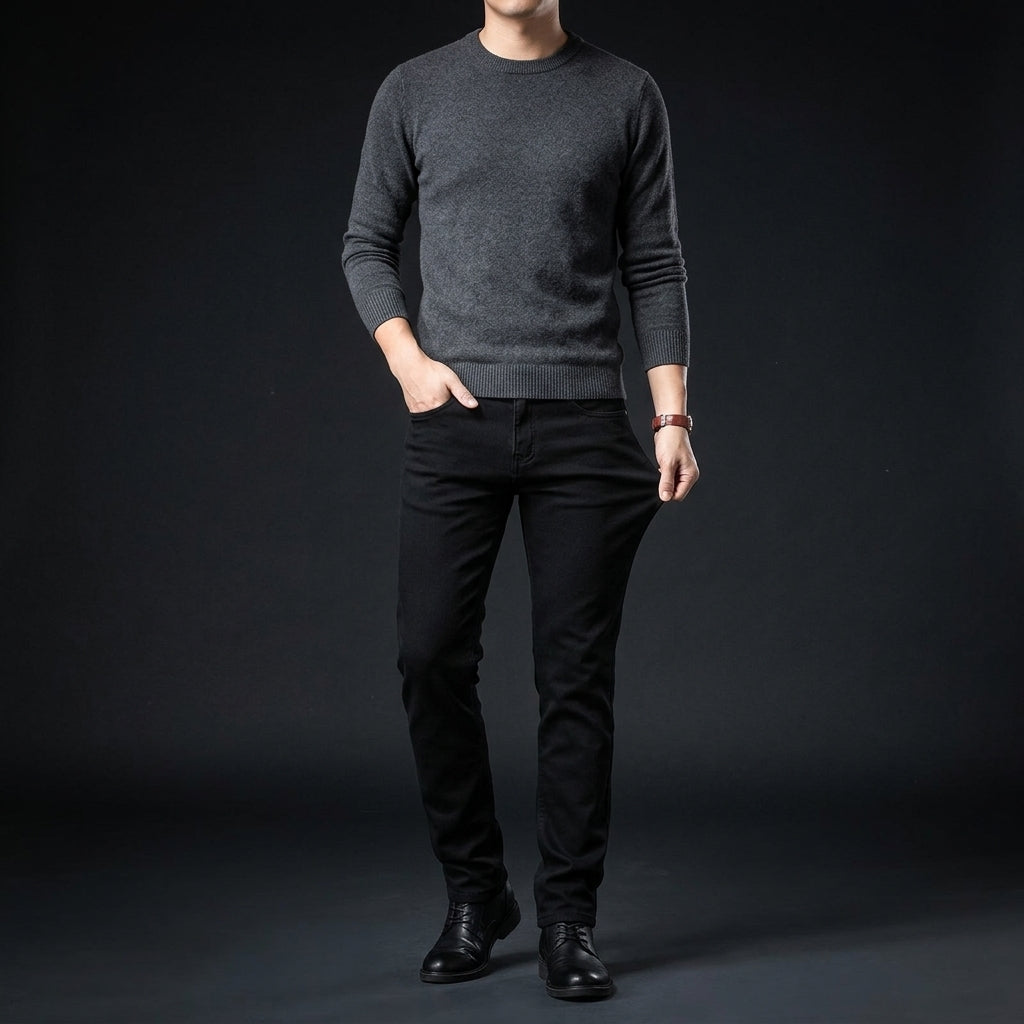 Men's Soft Stretch Black Biker Jeans