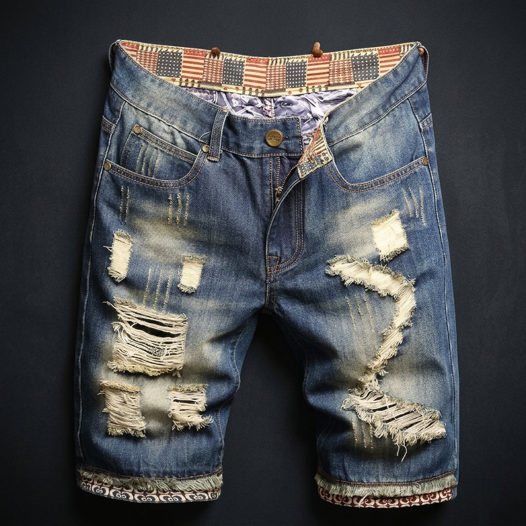 Men's Distressed Denim Shorts
