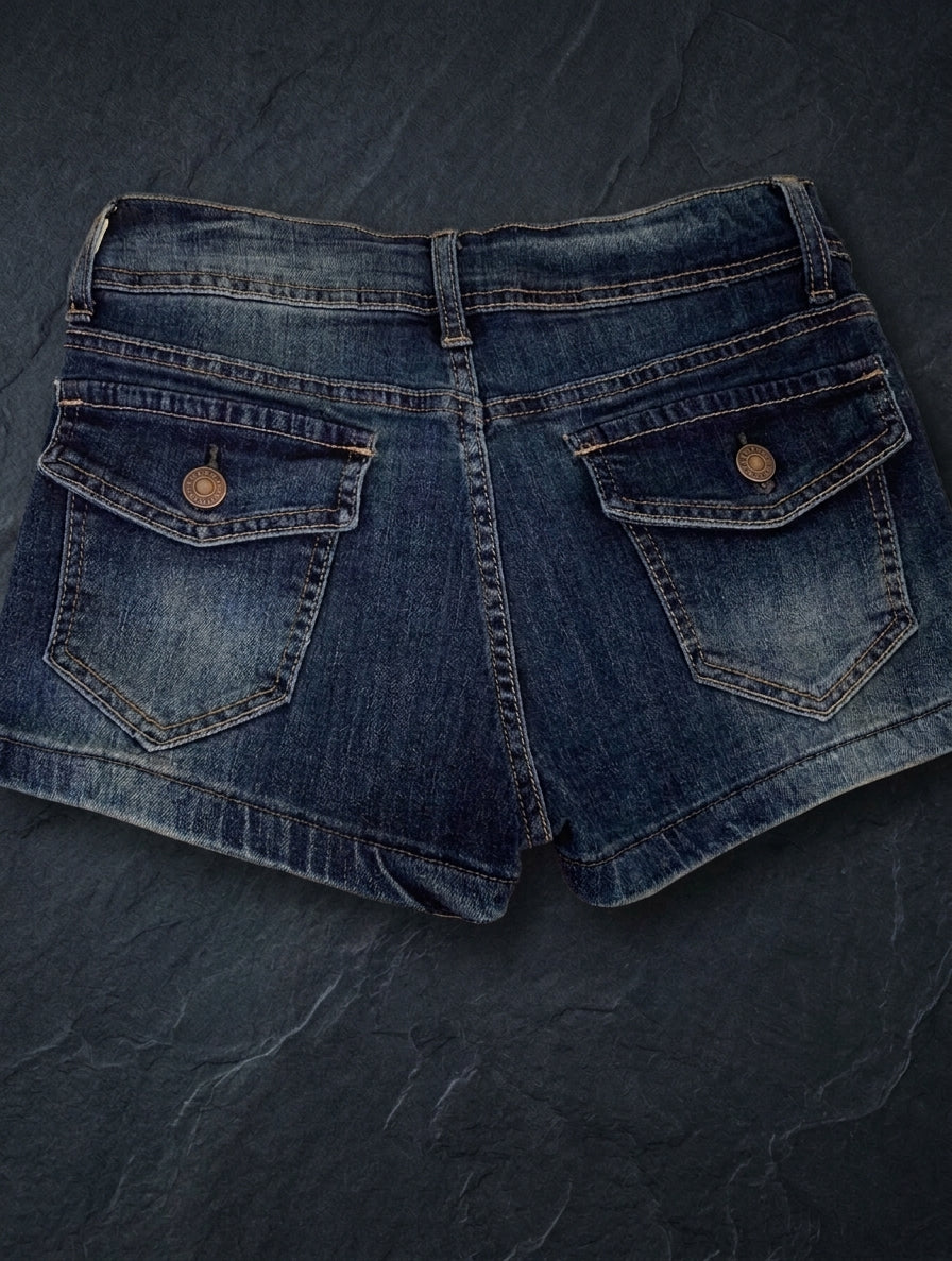 Shorts in denim stretch skinny a vita bassa