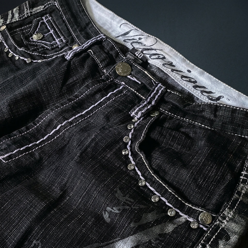 Women's Y2K Embroidered Baggy Denim Shorts