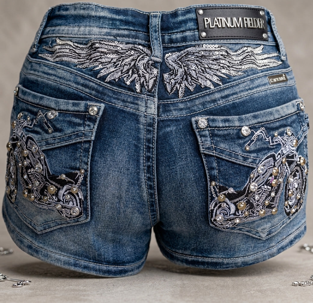 Pantaloncini in denim Y2K Rider | Vintage Biker Edition