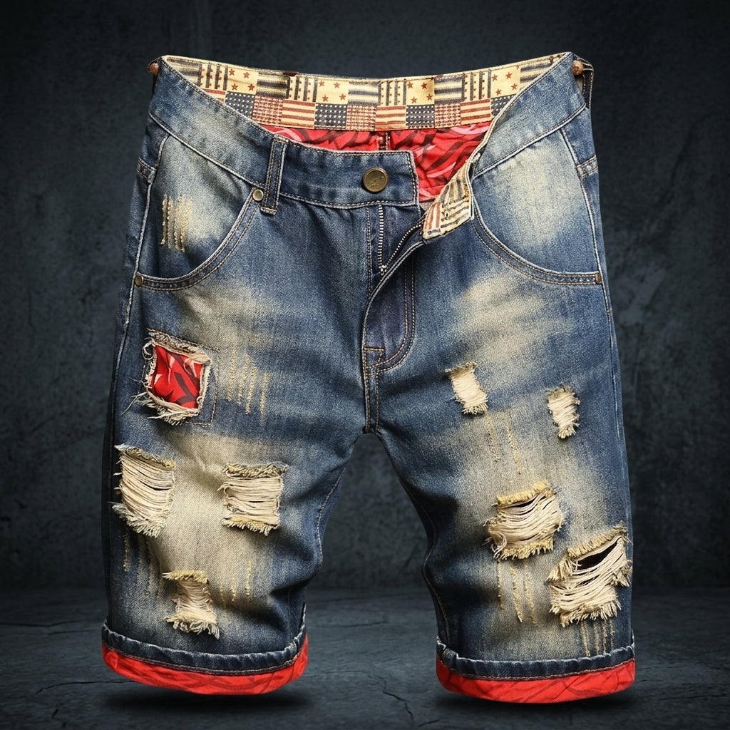 Men's Distressed Denim Shorts