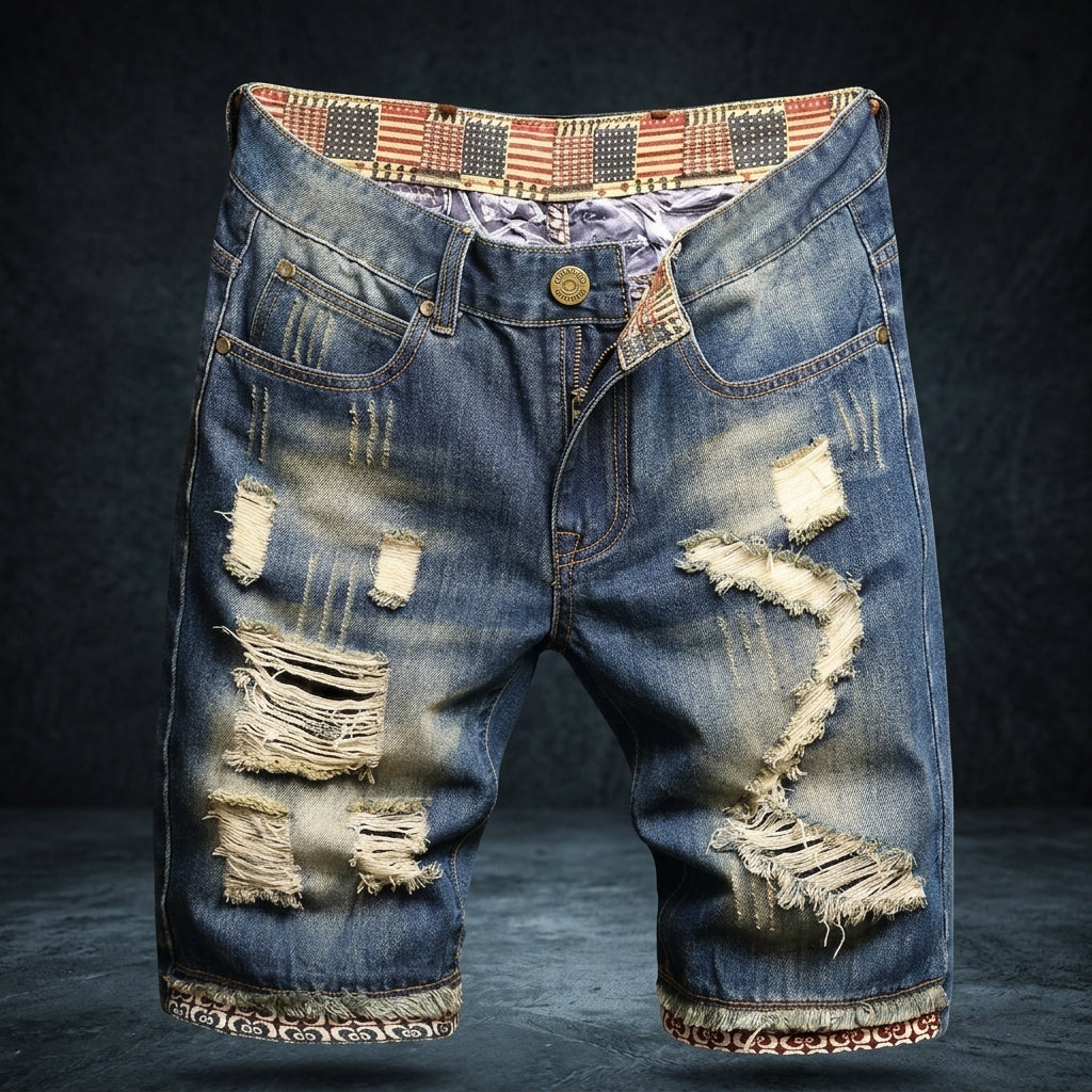 Men's Distressed Denim Shorts