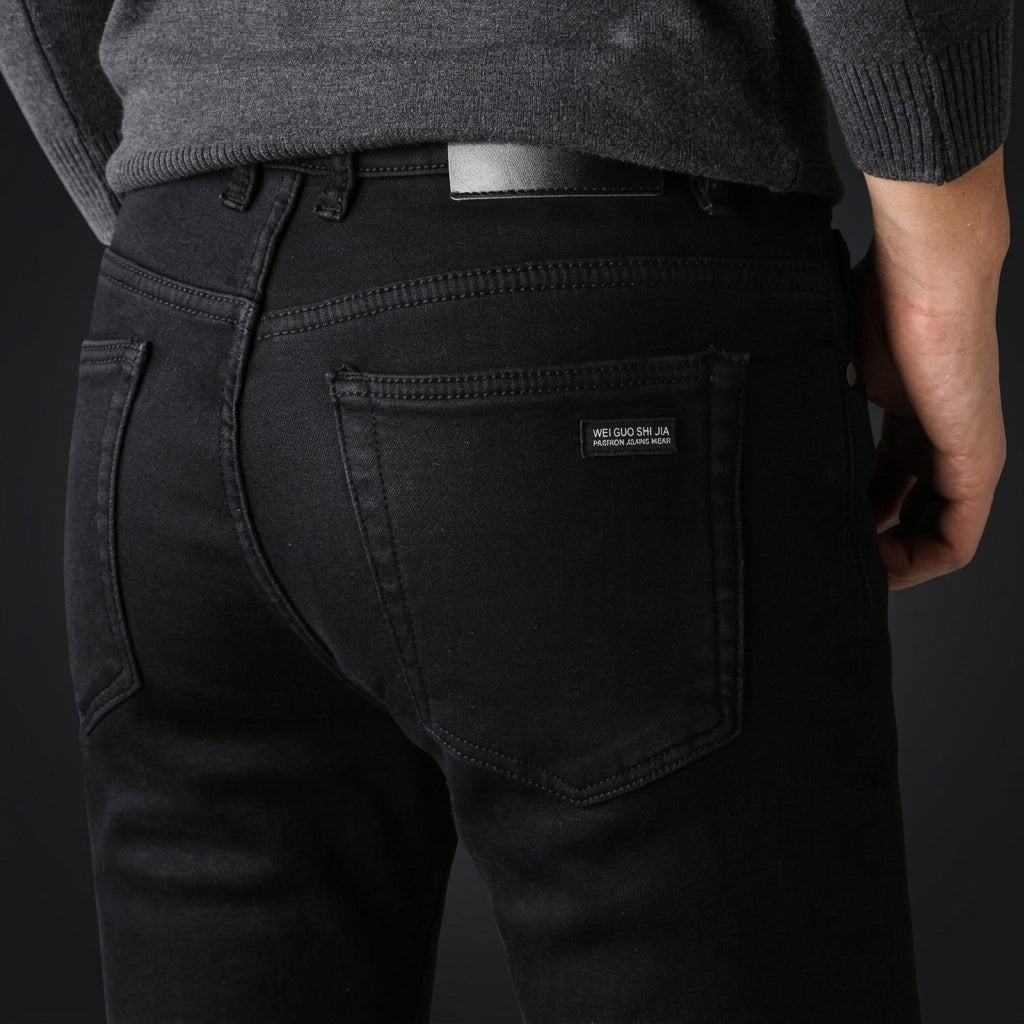 Men's Soft Stretch Black Biker Jeans
