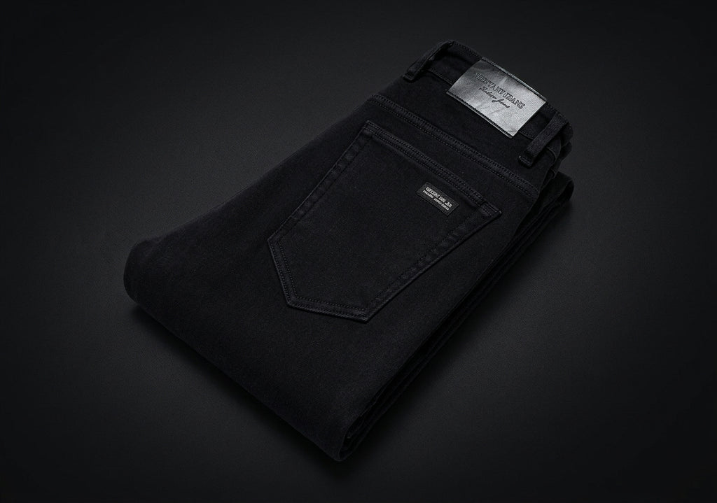 Men's Soft Stretch Black Biker Jeans
