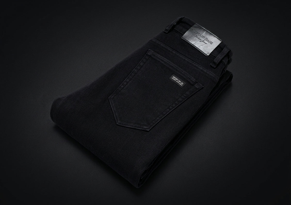 Men's Soft Stretch Black Biker Jeans