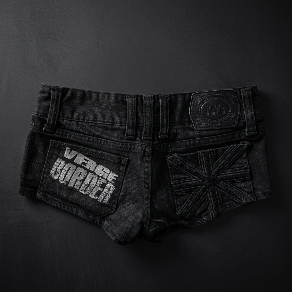 Pantaloncini di jeans a vita bassa stile Y2K underground effetto consumato