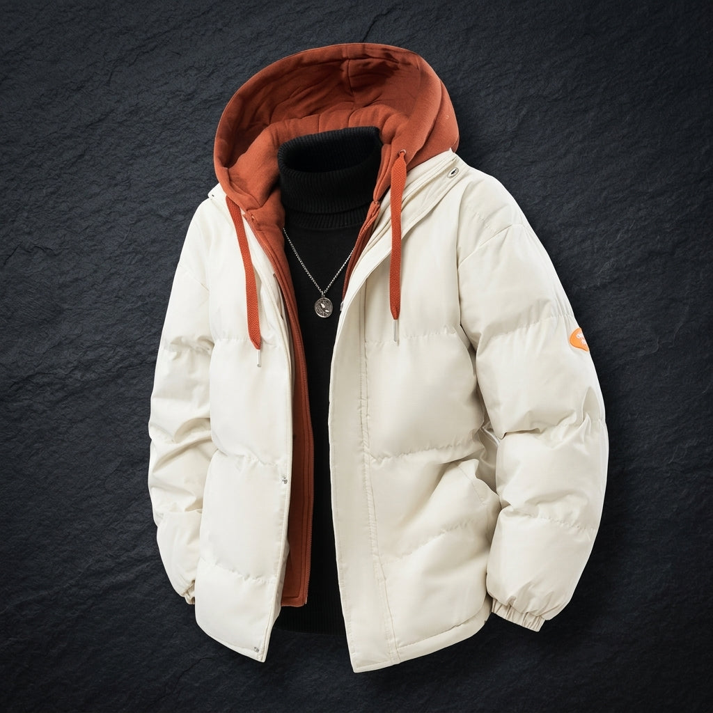 Parka imbottito pesante con cappuccio a strati