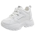 Women's Platform Lace-Up Sneakers – White & Black