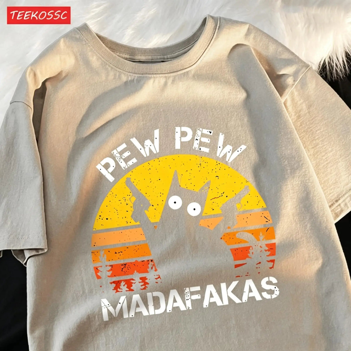 Men's Retro Cat Graphic Oversized T-Shirt