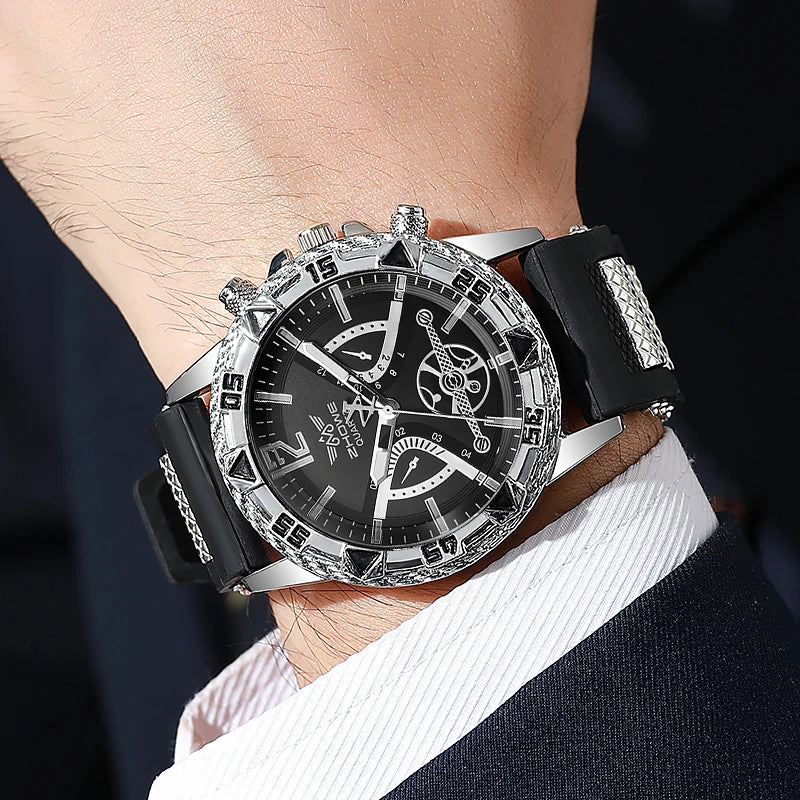 Men's 4-Piece Arabic Dial Quartz Watch & Jewelry Set