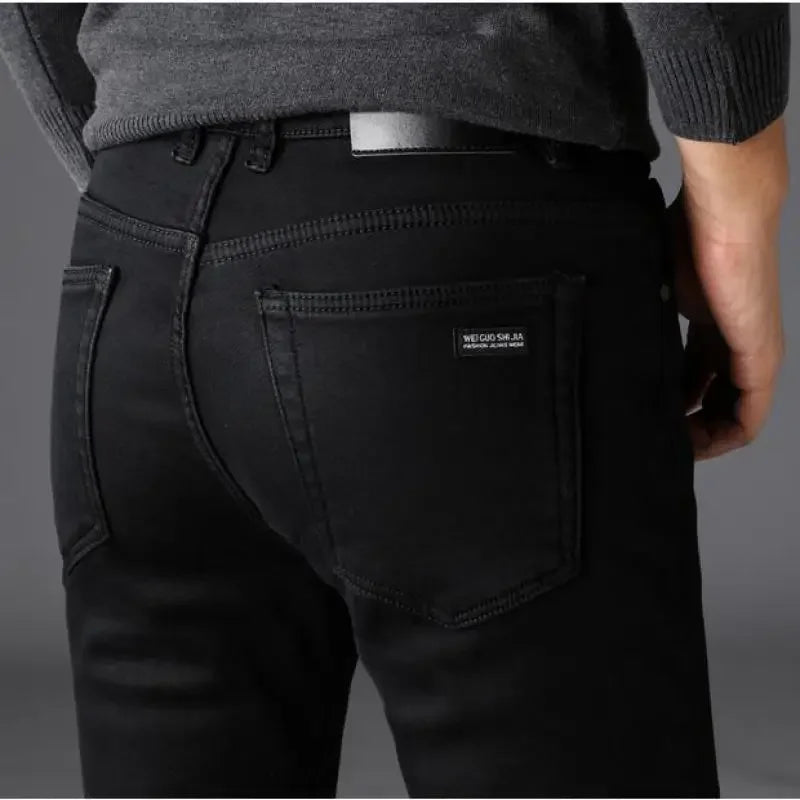 Men's Soft Stretch Black Biker Jeans