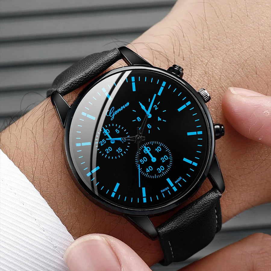 Men's Quartz Watch Gift Set with Bracelet & Necklace