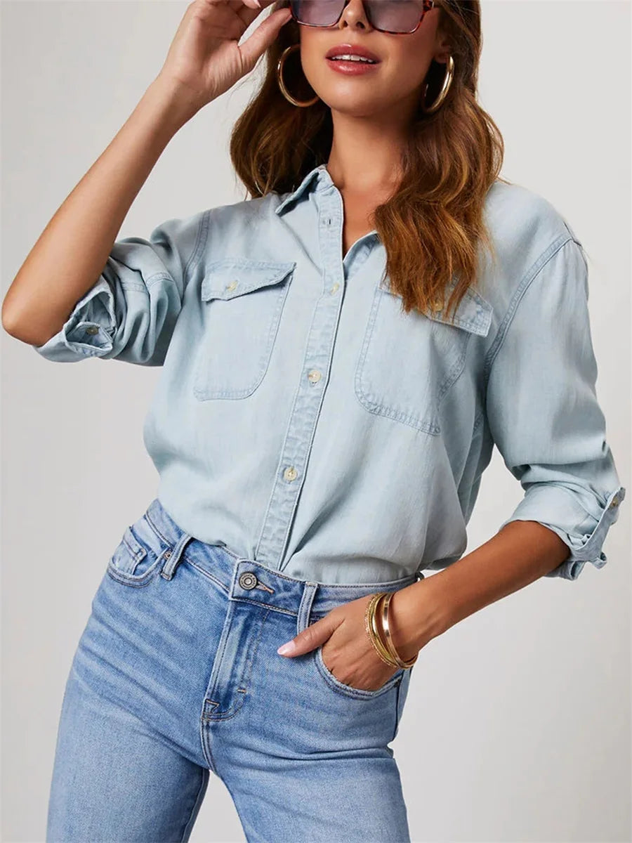 Camicia button-down slim-fit a tinta unita chic
