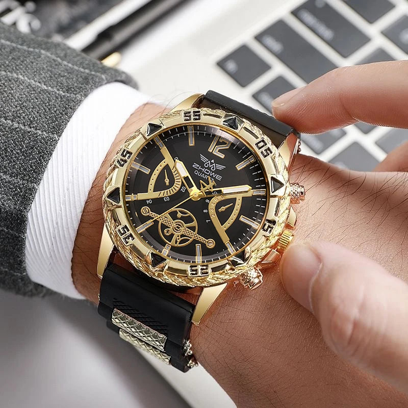 Men's 4-Piece Arabic Dial Quartz Watch & Jewelry Set