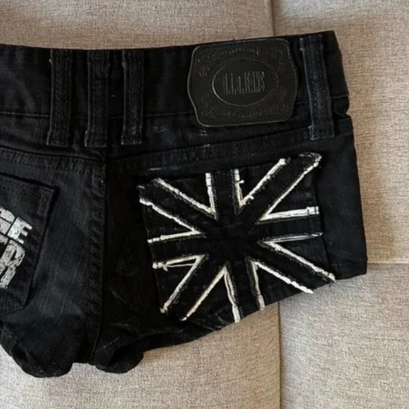 Women's Y2K Low-Rise Distressed Denim Shorts