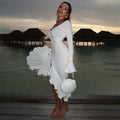 Women's Asymmetrical Button & Ruffle Mini Dress