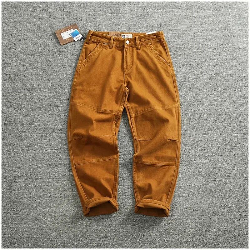 Men's Loose Straight-Leg Cotton Twill Cargo Pants
