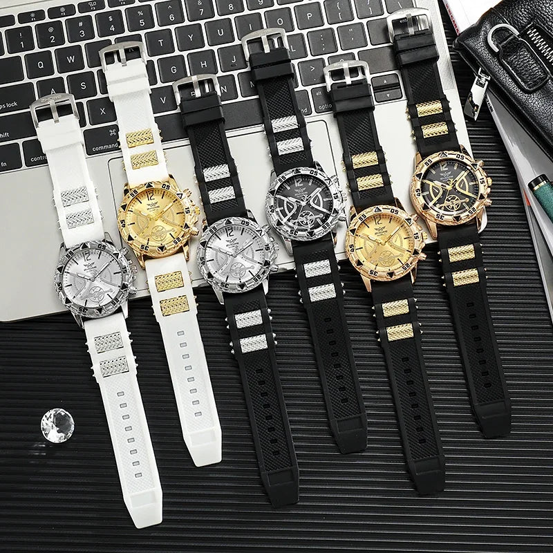 Men's 4-Piece Arabic Dial Quartz Watch & Jewelry Set