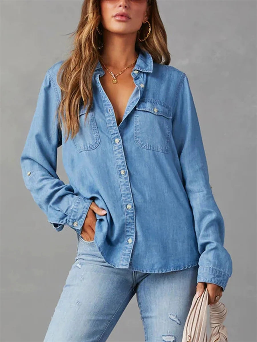 Camicia button-down slim-fit a tinta unita chic