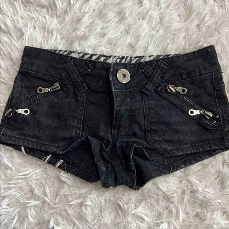Women's Y2K Low-Rise Distressed Denim Shorts