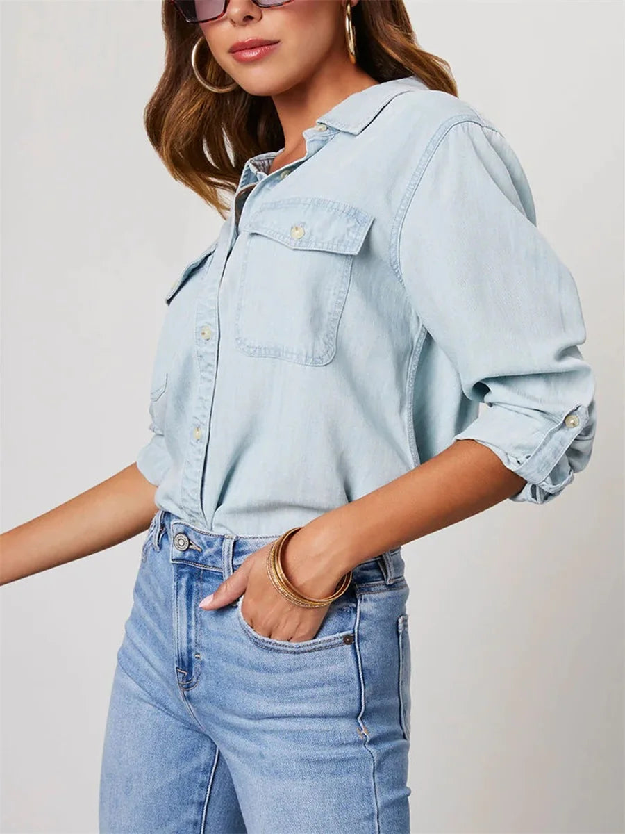 Camicia button-down slim-fit a tinta unita chic