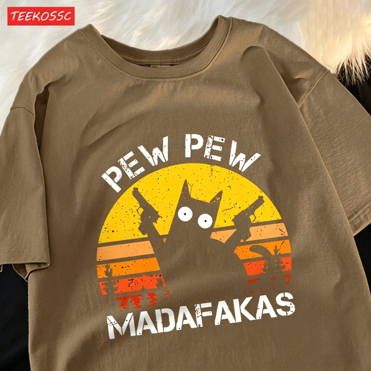 Men's Retro Cat Graphic Oversized T-Shirt