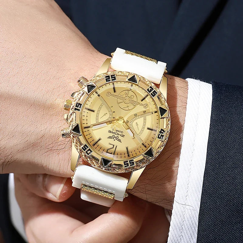 Men's 4-Piece Arabic Dial Quartz Watch & Jewelry Set