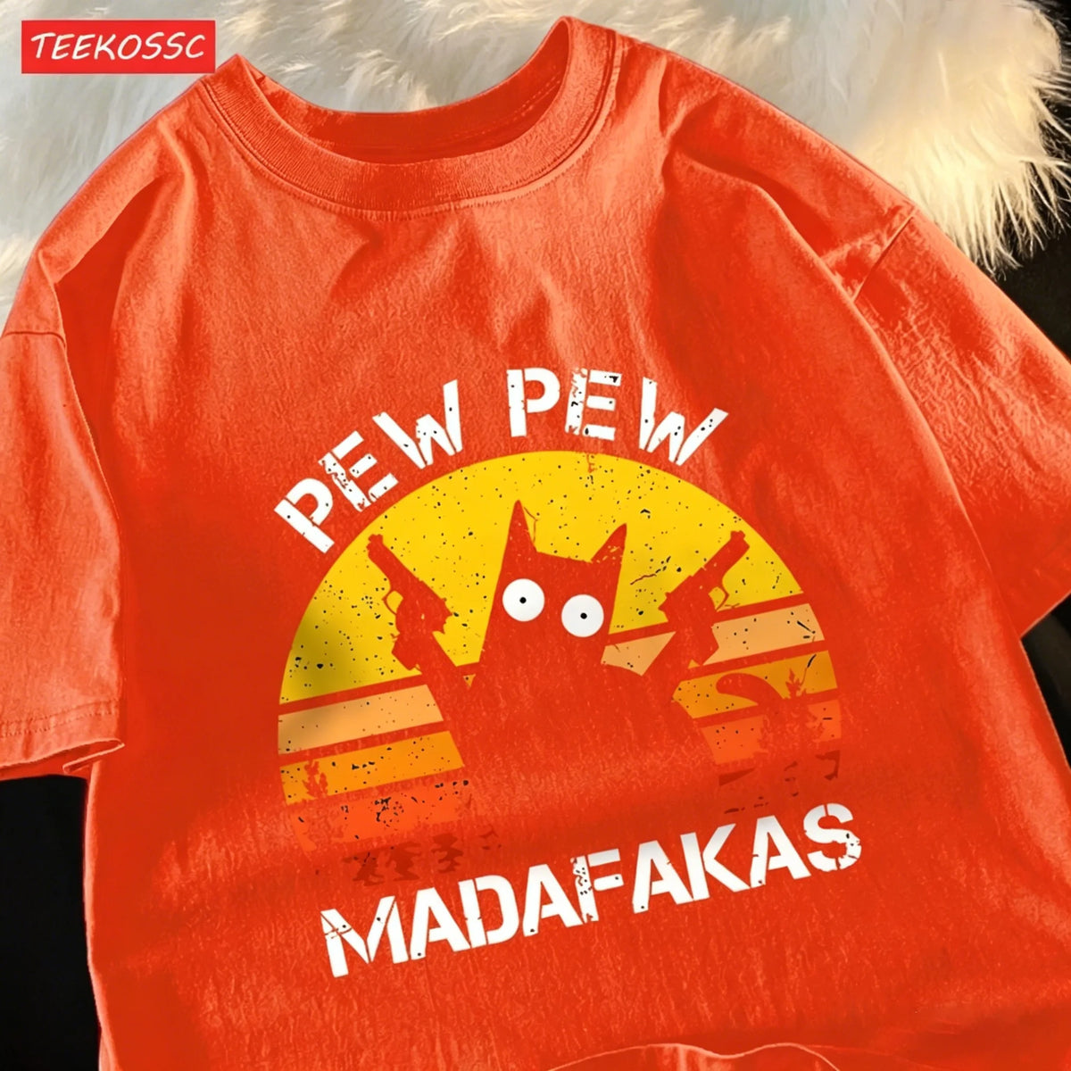 Men's Retro Cat Graphic Oversized T-Shirt