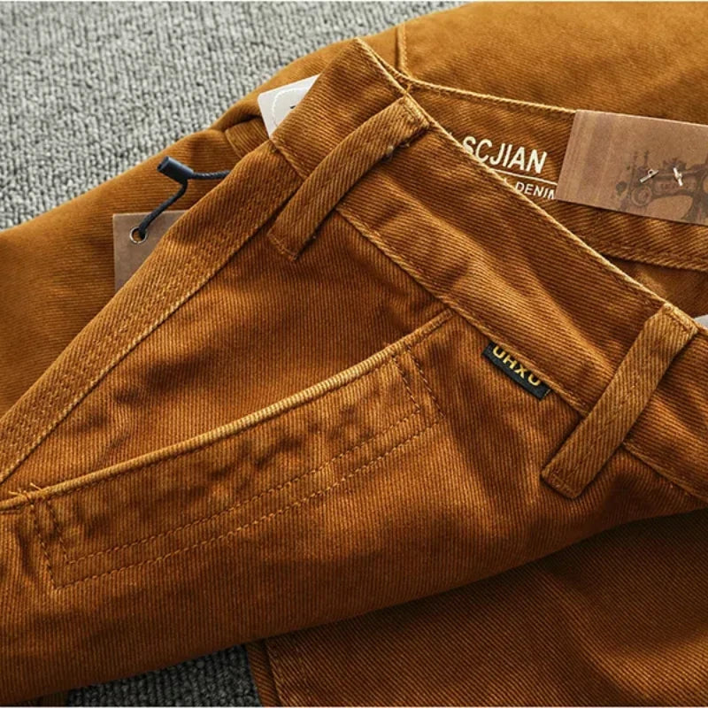 Men's Loose Straight-Leg Cotton Twill Cargo Pants