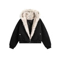 Unisex Retro Wool-Collar Quilted Jacket