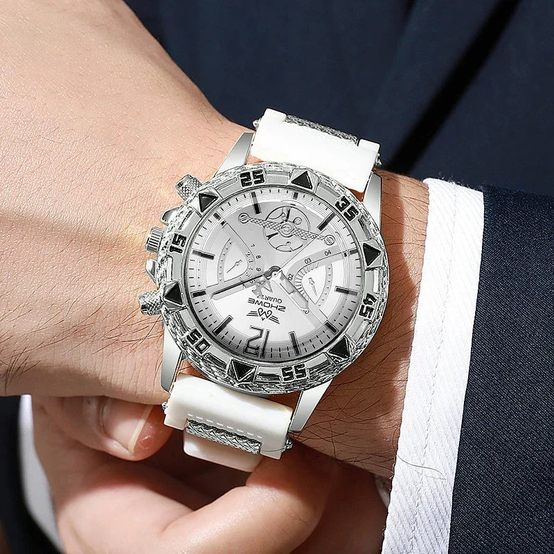Men's 4-Piece Arabic Dial Quartz Watch & Jewelry Set