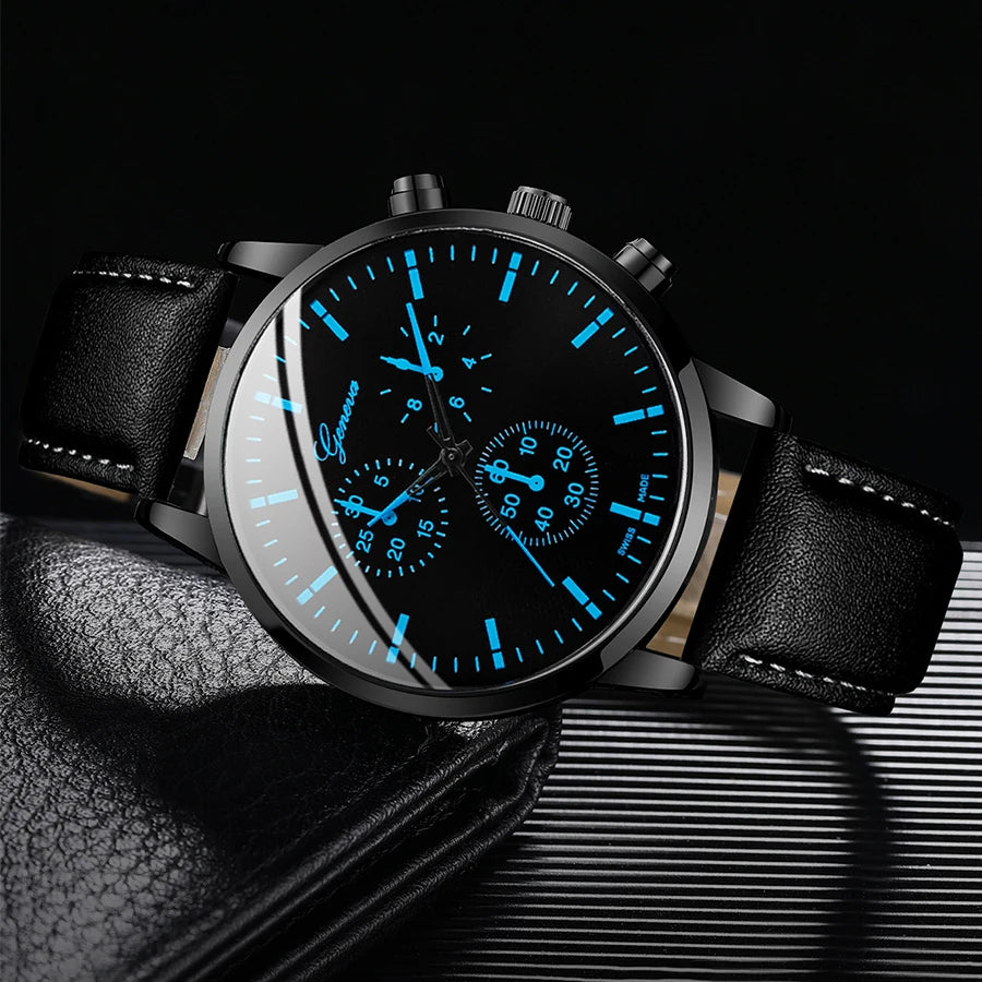 Men's Quartz Watch Gift Set with Bracelet & Necklace